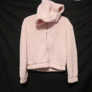 WEEKEND EDITION | small | Light Pink Hooded Teddy Jacket | Loop Zip Pull | GUC